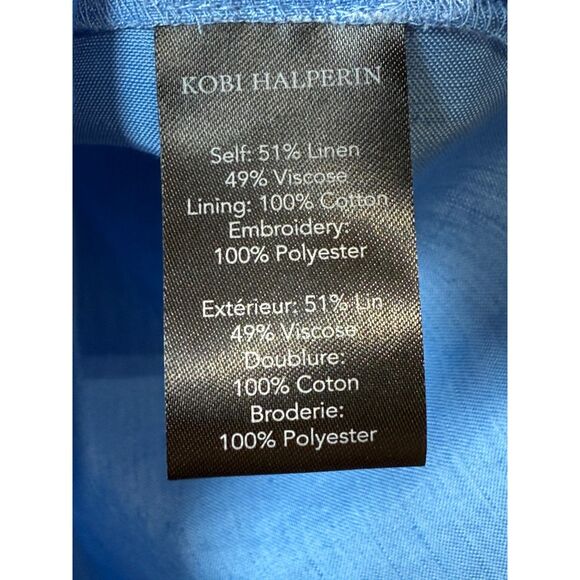 Kobi Halperin Women's Size S Blue Genevieve Embroidered Linen-Blend Blouse NWOT - Picture 9 of 9